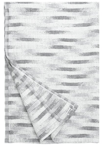 Ľanový uterák Hohto, bielo-sivý, Rozmery 95x150 cm