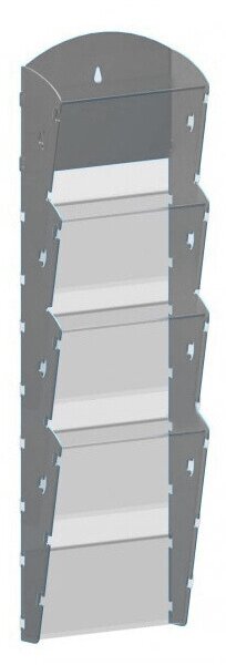 Nástenný plastový zásobník na prospekty - 1 x 4 A4, sivý