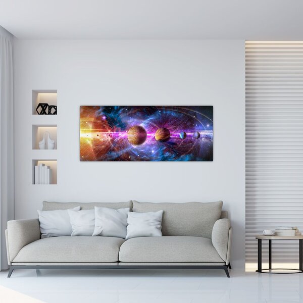 Obraz - Slnečná sústava (120x50 cm)