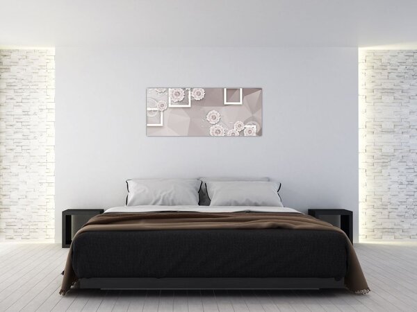 Obraz s béžovými kvetmi (120x50 cm)