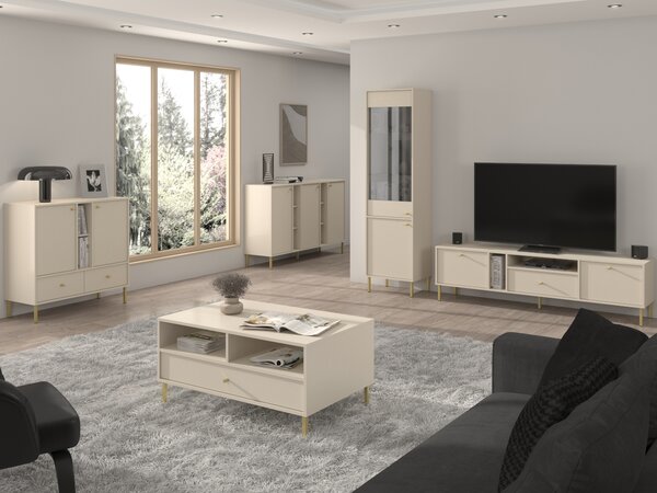 MEBLINE Komoda RTV KYOTO 01 pieskovo béžová