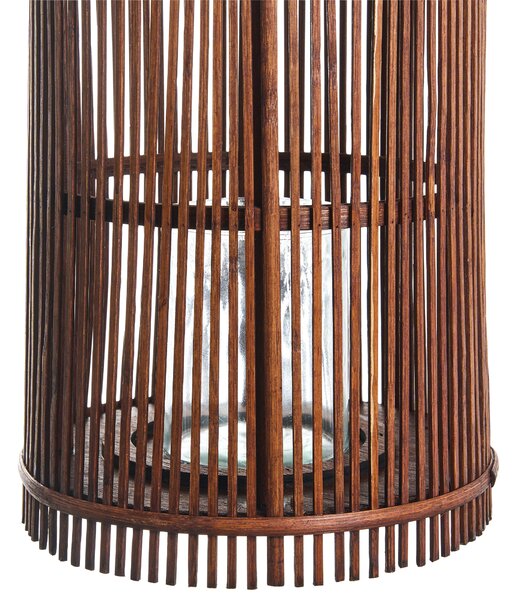 Lampáš hnedý bambusové drevo 49 cm so skleneným držiakom na sviečku boho štýl interiér exteriér