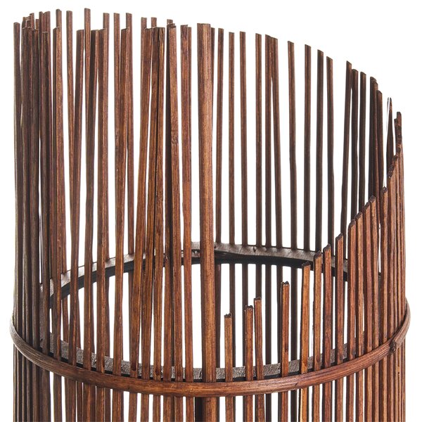 Lampáš hnedý bambusové drevo 49 cm so skleneným držiakom na sviečku boho štýl interiér exteriér