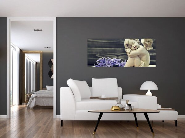 Obraz anjelika s kvetinou (120x50 cm)