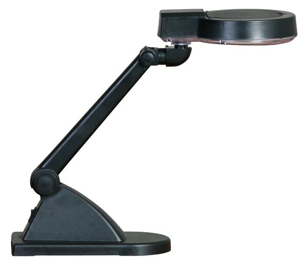 Stolová LED lampa so zväčšovacou lupou, čierna