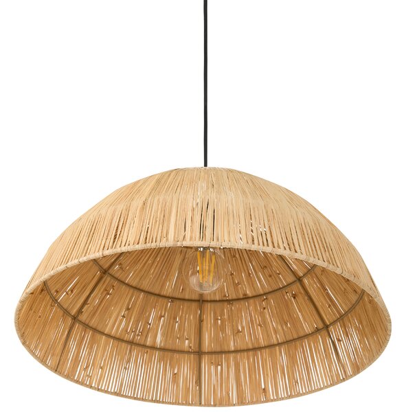 Závesná lampa prírodná slamená pletené tienidlo v tvare kupoly boho japandi štýl obývacia izba jedáleň