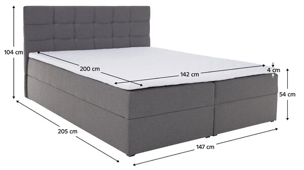 KONDELA Boxspringová posteľ, 140x200, sivá látka, KAMILIA
