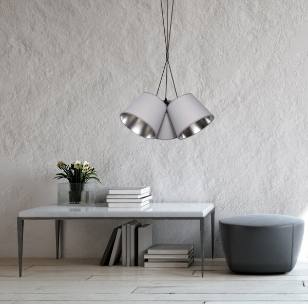 Luster na lanku ZOMA 3xE27/60W/260V šedá/lesklý chróm