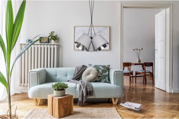 Luster na lanku ZOMA 3xE27/60W/260V šedá/lesklý chróm