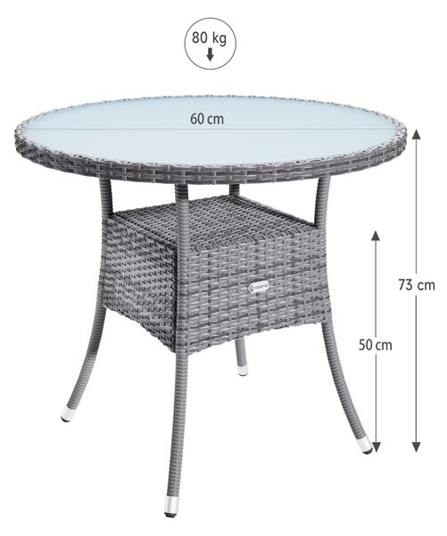 Ratanový stôl Ø60 cm - šedý