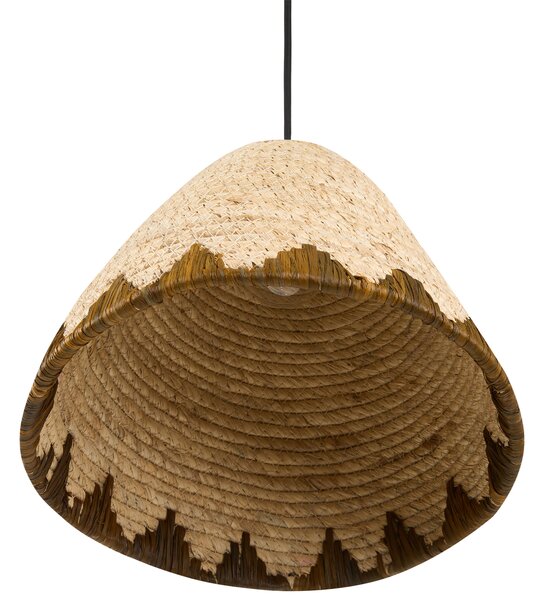 Závesná lampa prírodná šúpolie prútie pletené tienidlo v tvare kupoly boho japandi štýl obývacia izba jedáleň