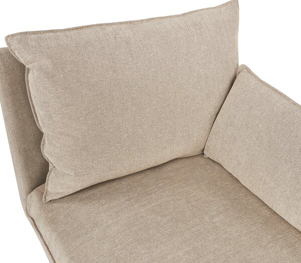 Leňoška béžová látkové čalúnenie ľavostranná jednofarebná s vankúšmi moderný minimalistický štýl obývačka