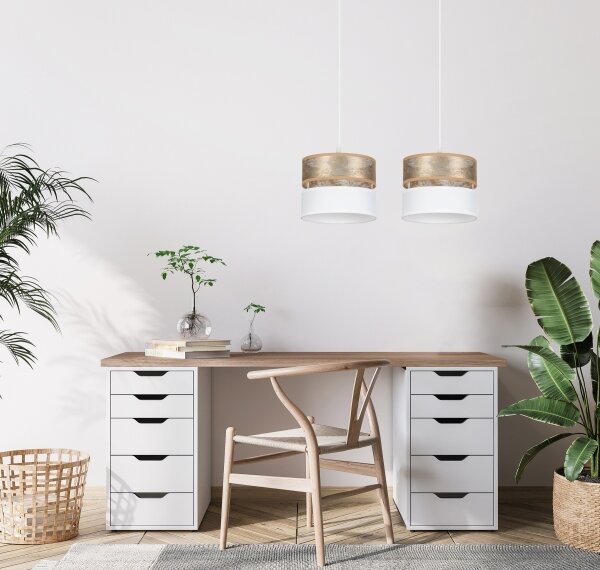Luster na lanku LIMA 2xE27/60W/230V zlatá/biela
