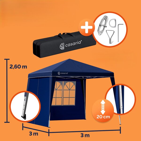 Záhradný altánok Capri 3x3 m - 2 bočné steny - modrá