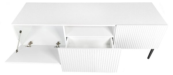 TV stolík Nicole 150 cm s otvorenou policou - biely mat / čierna