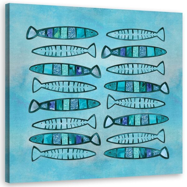 Obraz na plátne Ako ručne maľované modré ryby - Andrea Haase Rozmery: 30 x 30 cm