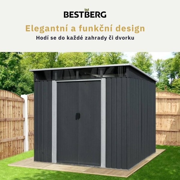 Záhradný domček BestBerg ZDSL-4A / 4,6 m² / 238 x 194 x 202 cm / šedá