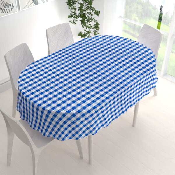 Biante Teflónový oválny obrus TF-070 Modro-biela kocka 50x100 cm
