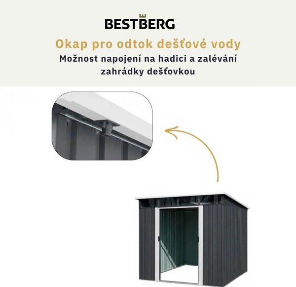 Záhradný domček BestBerg ZDSL-4A / 4,6 m² / 238 x 194 x 202 cm / šedá