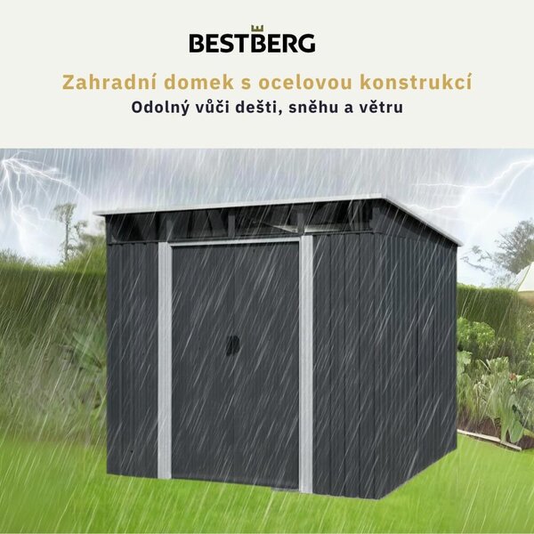 Záhradný domček BestBerg ZDSL-4A / 4,6 m² / 238 x 194 x 202 cm / šedá