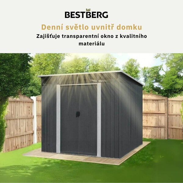 Záhradný domček BestBerg ZDSL-4A / 4,6 m² / 238 x 194 x 202 cm / šedá