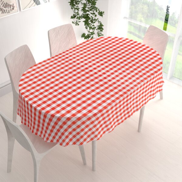 Biante Teflónový oválny obrus TF-071 Červeno-biela kocka 60x100 cm