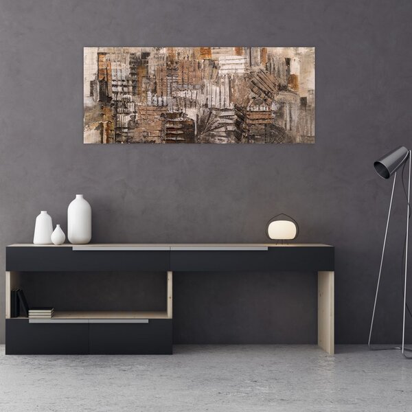 Obraz - Abstrakcia v hnedých tónoch (120x50 cm)