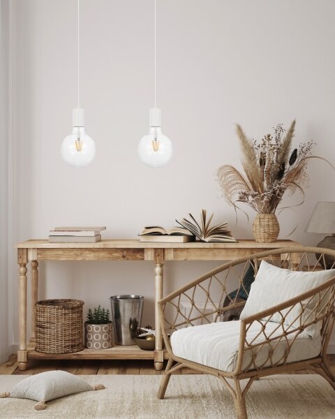 Luster na lanku MIROS 2xE27/60W/230V biela