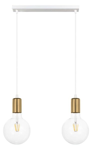Luster na lanku MIROS 2xE27/60W/230V biela/zlatá
