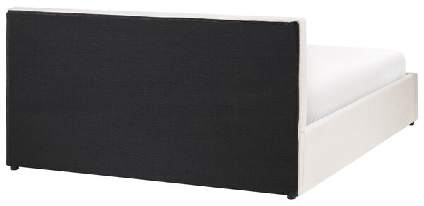 Posteľ s úložným priestorom krémová biela látkové čalúnenie dvojlôžková 140 x 200 cm prešívané čelo