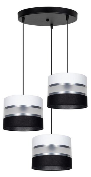 Luster na lanku CORAL 3xE27/60W/230V čierna/biela/chróm pr. 45 cm