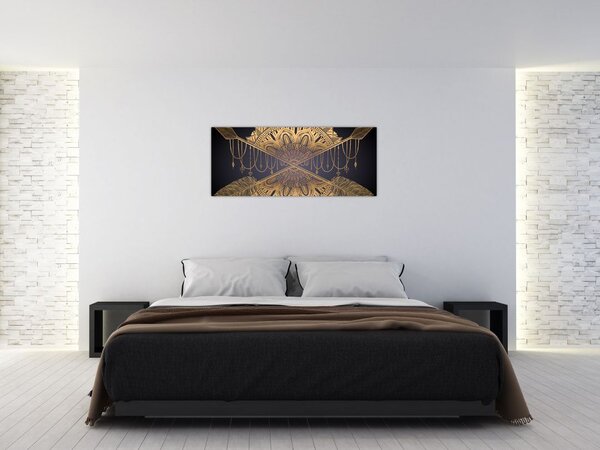 Obraz - Zlatá mandala s šípmi (120x50 cm)