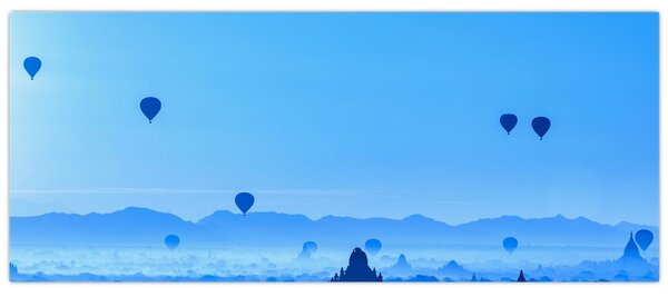 Obraz - Balóny nad krajinou (120x50 cm)