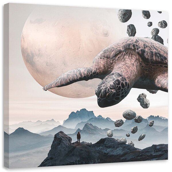 Obraz na plátne Želva letiaca nad horami - Zehem Chong Rozmery: 30 x 30 cm