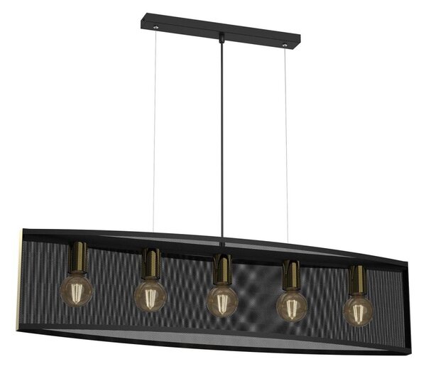 Luster na lanku KAGA 5xE27/60W/230V čierna/zlatá