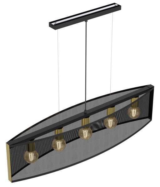 Luster na lanku KAGA 5xE27/60W/230V čierna/zlatá