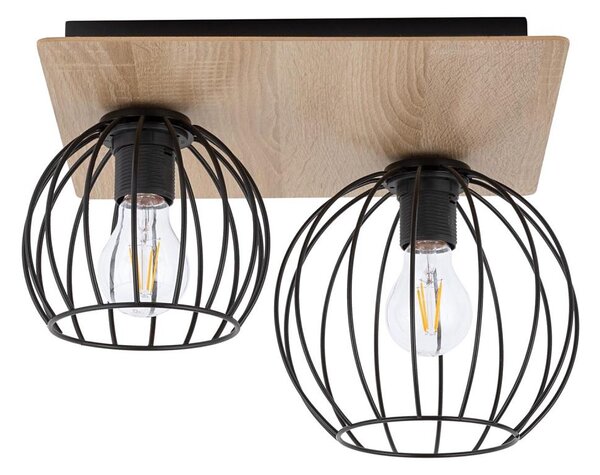Prisadený luster CYBER 2xE27/60W/230V drevo/čierna