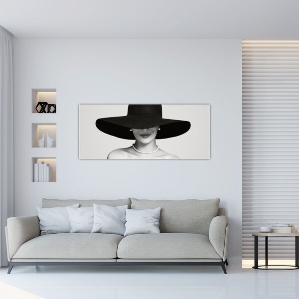 Obraz - Žena s klobúkom (120x50 cm)