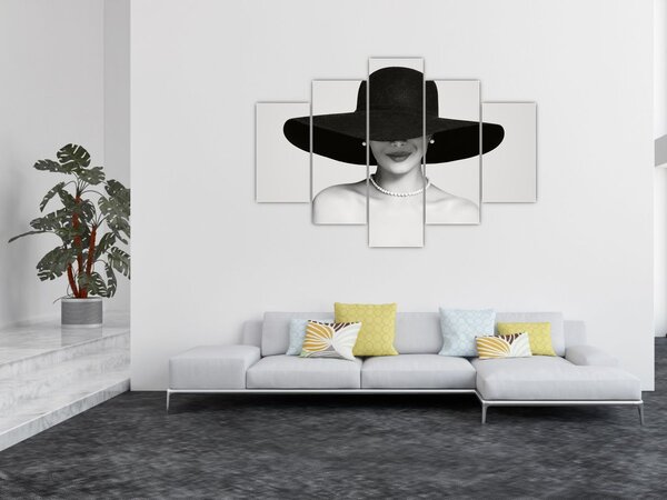 Obraz - Žena s klobúkom (150x105 cm)
