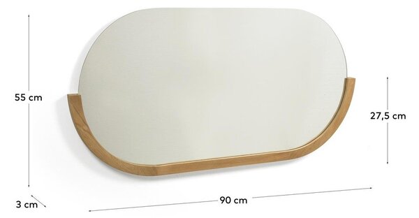 Nástenné zrkadlo s dreveným rámom 96x55 cm Rokia – Kave Home