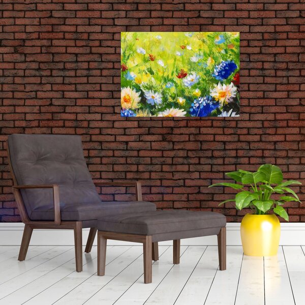 Obraz rozkvitnutej lúky, olejomaľba (70x50 cm)