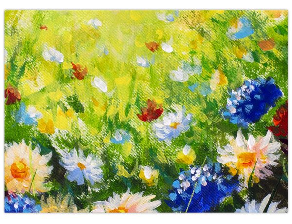 Obraz rozkvitnutej lúky, olejomaľba (70x50 cm)
