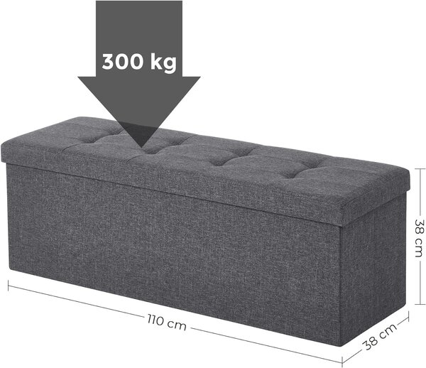 Taburet s úložným priestorom OTTOMAN 110x38 cm, tmavosivý