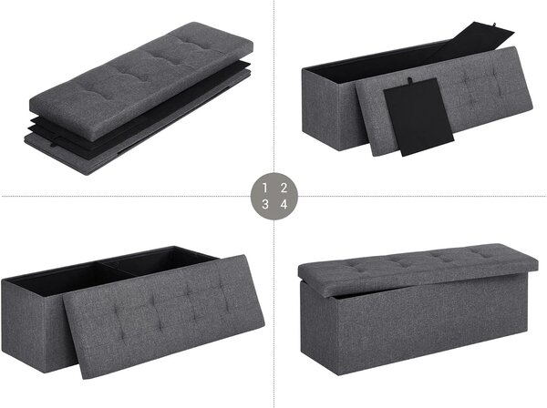 Taburet s úložným priestorom OTTOMAN 110x38 cm, tmavosivý