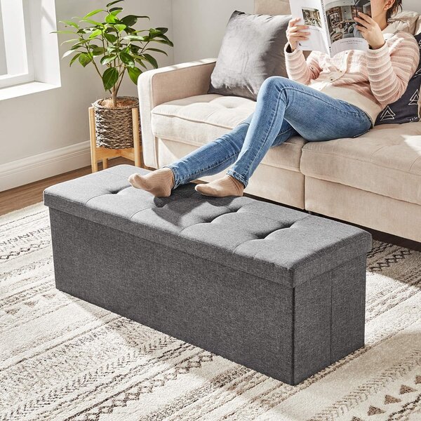 Taburet s úložným priestorom OTTOMAN 110x38 cm, tmavosivý