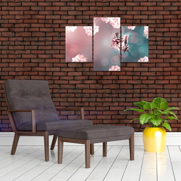 Obraz - Motýľ medzi kvetmi (90x60 cm)
