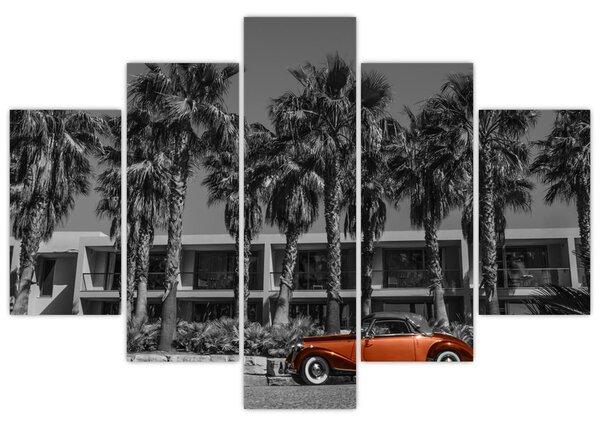 Obraz - Retro červené auto (150x105 cm)