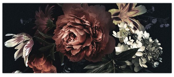 Obraz - Temné kvety (120x50 cm)