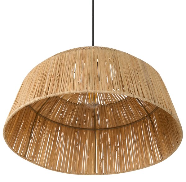 Závesná lampa prírodná slamená pletené tienidlo v tvare kupoly boho japandi štýl obývacia izba jedáleň