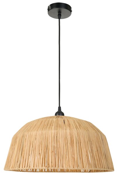 Závesná lampa prírodná slamená pletené tienidlo v tvare kupoly boho japandi štýl obývacia izba jedáleň